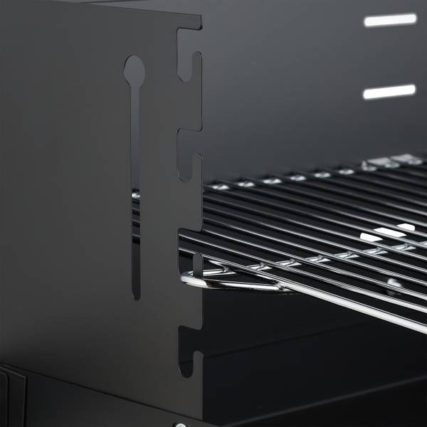 Grill mit Rädern und Ablagen Schwarz - Braun - Silber - Stahl - 86 x 81 x 42 cm