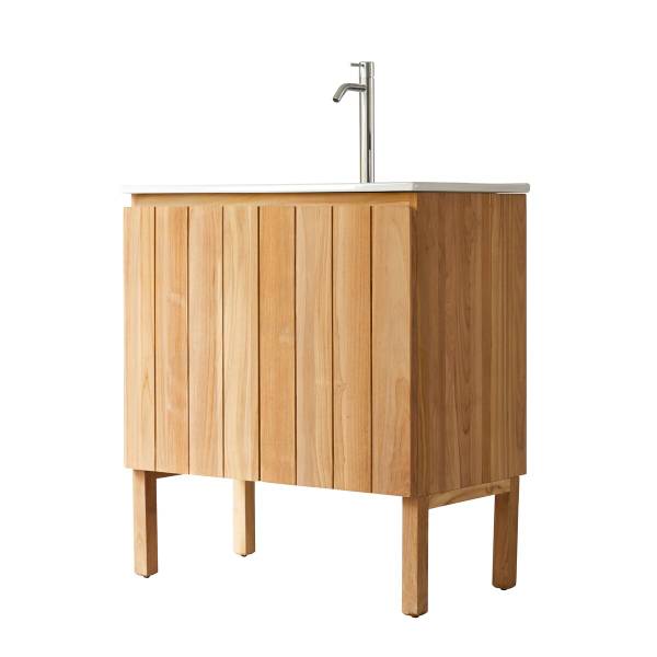 Badezimmermöbel Jill Beige - Teakholz - 82 x 90 x 47 cm