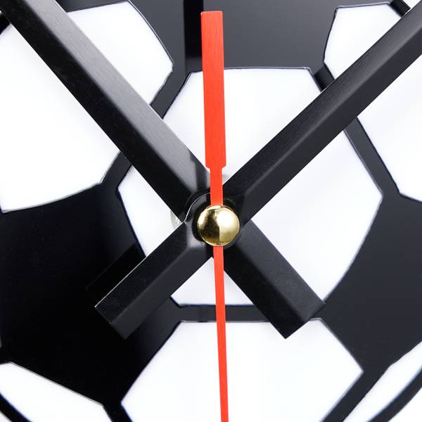 Horloge murale pour les fans de foot Noir - Blanc - Fer - 100 x 100 x 4 cm