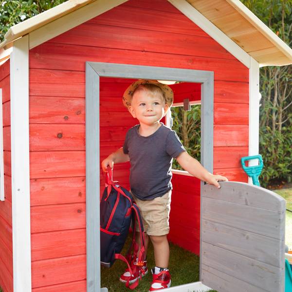 Spielhaus DAS KLEINE SCHLOSS Rot - Holz teilmassiv - 101 x 128 x 106 cm