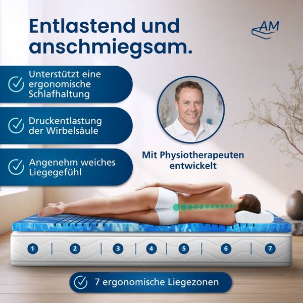 Gelschaum Topper 7 ZONEN DELUXE 100 x 200 cm