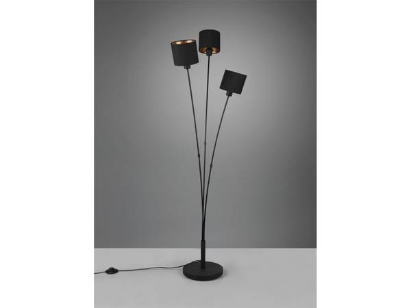 Stehlampe Stoffschirme Schwarz und Gold Schwarz - Strukturstoff - 41 x 150 x 42 cm