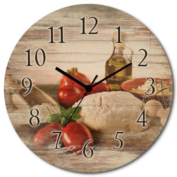 Wanduhr Holz Teig für Pizza Beige - Birke - 30 x 30 x 1 cm