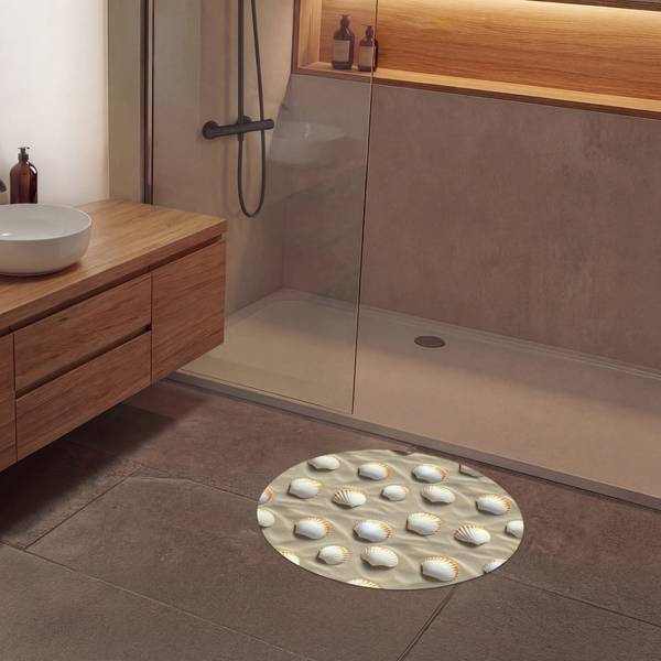 BADEMATTE Muscheln Braun - Microfaser - 70 x 70 x 1 cm