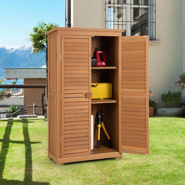 Gartenschrank Holz Braun - Massivholz - 42 x 160 x 87 cm