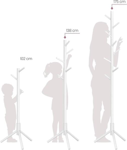 Garderobenständer VIKI Weiß - Massivholz - 47 x 175 x 47 cm