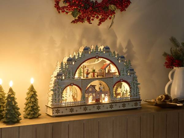 LED Deko SELURA Braun - Holzwerkstoff - 45 x 30 x 8 cm