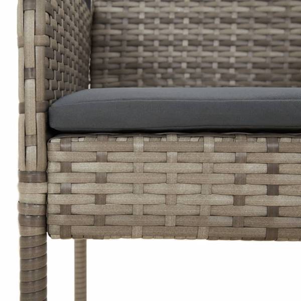 Salle à manger 3029235-3 (lot de 9) Gris - Polyester - Acacia - Acier - 160 x 74 x 80 cm