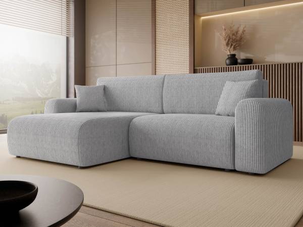Ecksofa Floryn L Cord Hellgrau