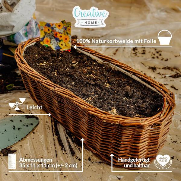 Blumentopf 35B Braun - Naturfaser - 11 x 11 x 35 cm