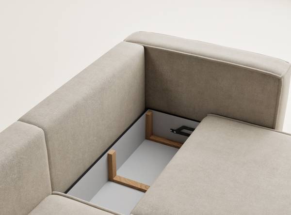 Ecksofa Velto Beige - Armlehne davorstehend rechts - Ecke davorstehend links - Longchair davorstehend links