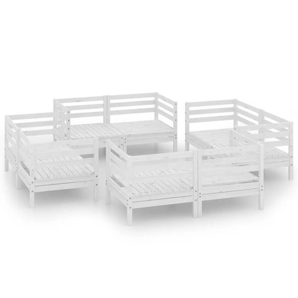 Garten-Lounge-Set 3008521 (8-teilig) Weiß - Kiefer - 64 x 63 x 64 cm