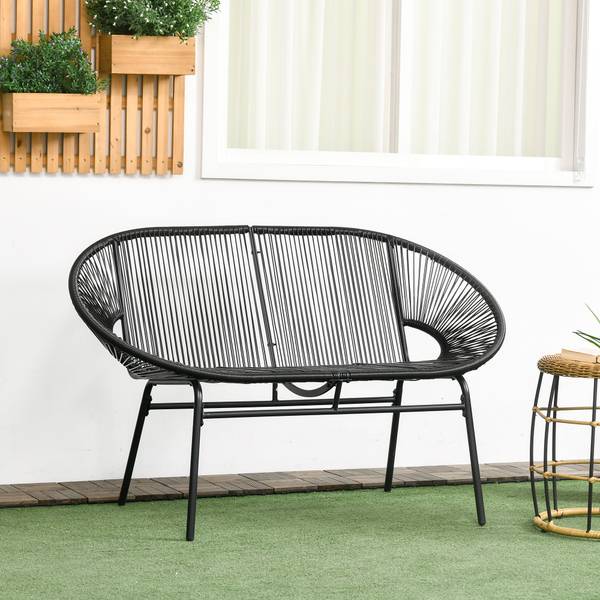 Gartenbank 867-177V00BK Schwarz - Polyrattan - 72 x 83 x 132 cm