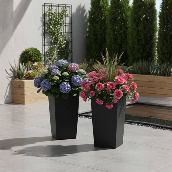 Blumentopf Porto 3er-Set Schwarz