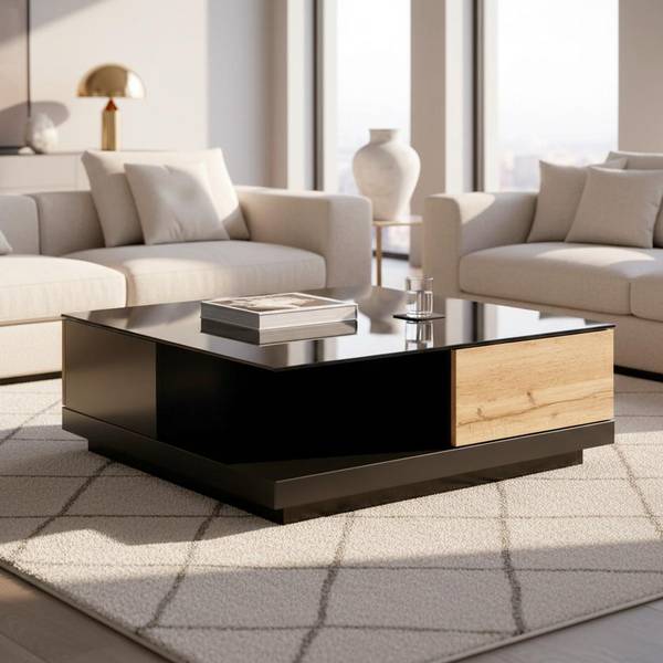 Couchtisch NEVIO Schwarz - Braun - Glas - 85 x 30 x 85 cm
