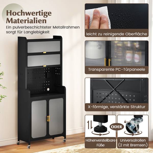 Küchenschrank JV11319DK Schwarz - Metall - 79 x 192 x 37 cm