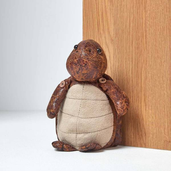 Türstopper im Schildkröten Kunstleder Braun - Mischgewebe - 12 x 18 x 10 cm