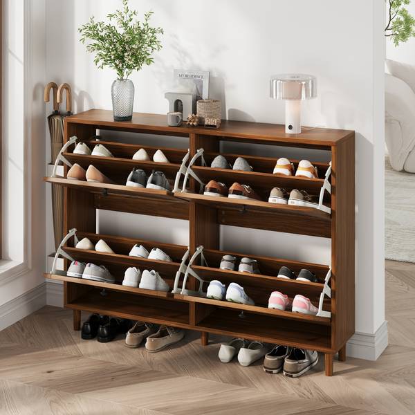 Schuhschrank Astraios Ⅰ Braun - Holzwerkstoff - 24 x 90 x 120 cm