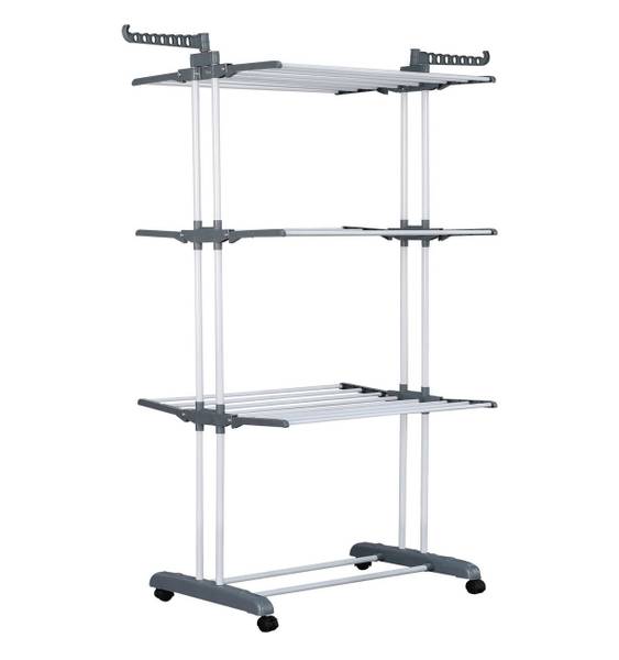 XXL Trockenturm - 3 Etagen Grau - Metall - 64 x 172 x 126 cm