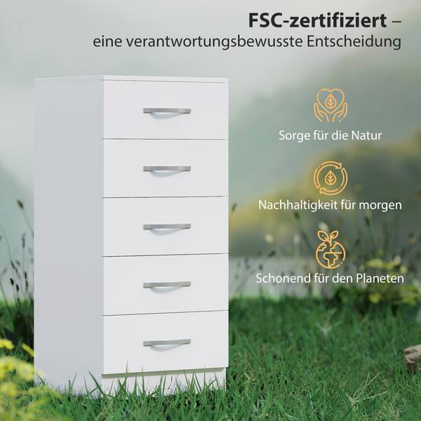 Kommode 83D-118V90WT Weiß - Holzwerkstoff - 35 x 85 x 40 cm