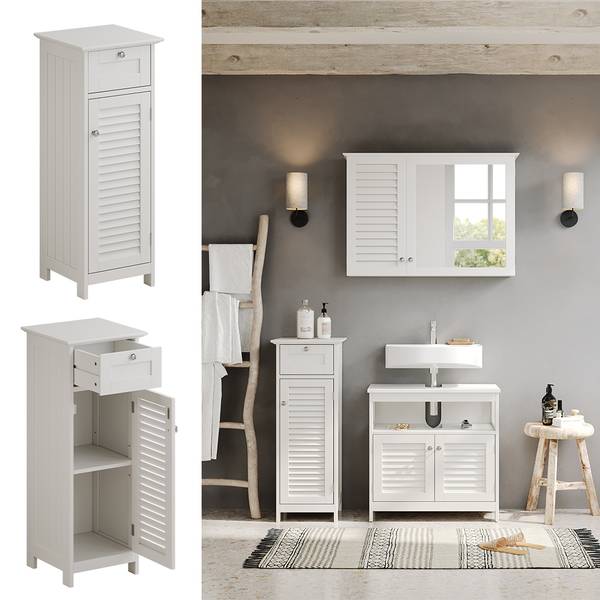 Meuble salle de bain Riad 40414 Blanc - Bois manufacturé - 32 x 87 x 30 cm