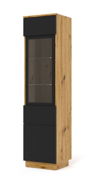 Vitrine AURA 37x33x150 Beige - Noir - ABS - Mélamine - 37 x 150 x 33 cm