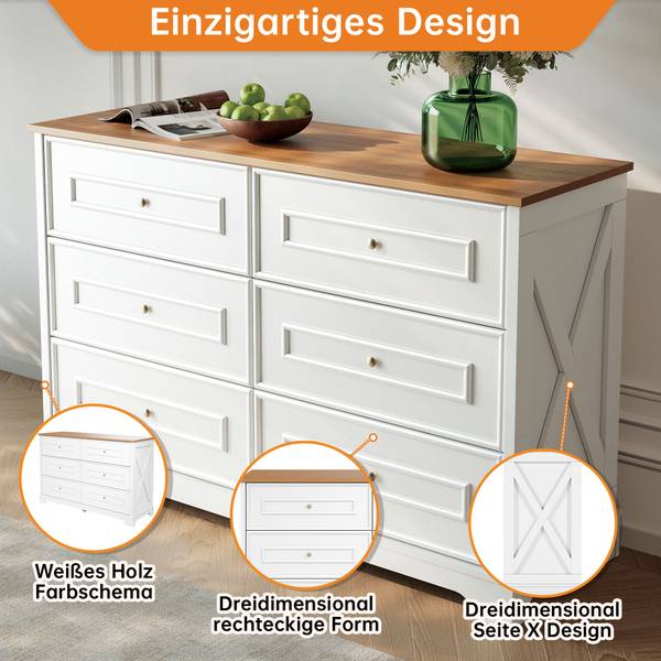 Sideboard Malia Braun - Weiß - Stahl - 120 x 76 x 40 cm