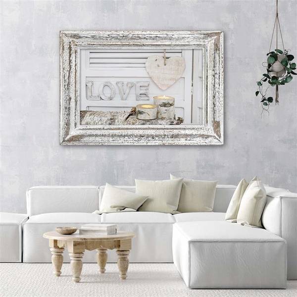 Wandbild schriftzug „home” und herz 90 x 60 cm