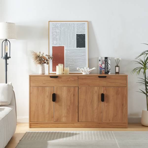 Sideboard Varkaus Braun - Holzwerkstoff - Holz teilmassiv - 140 x 75 x 40 cm