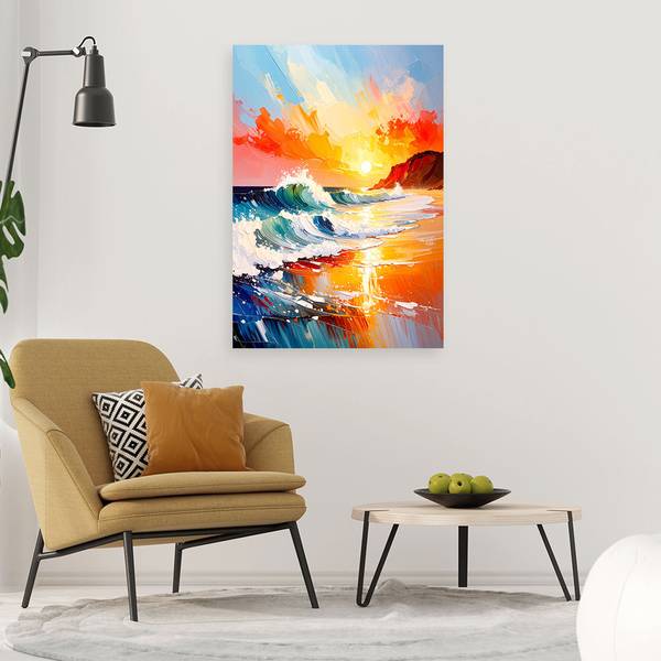 Wandbild meer strand sonnenuntergang 70 x 100 cm
