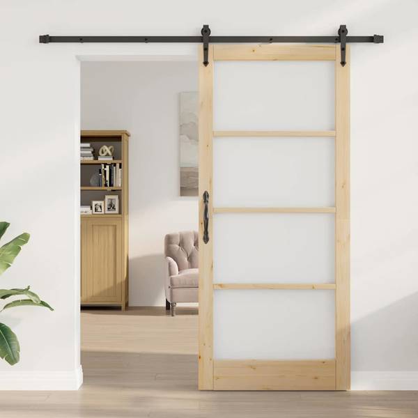 Schiebetür 3045046-3 Schwarz - Braun - Kiefer - 93 x 211 x 1 cm