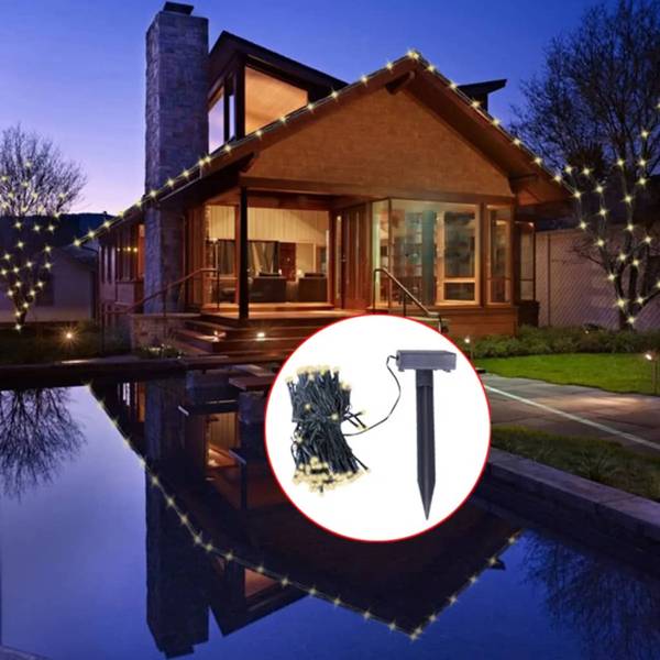 LED-Solar-Lichterkette XT973 Holz teilmassiv - 24 x 430 x 200 cm
