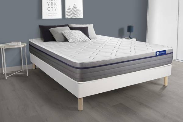 Bettgestell und Matratze Actiflex zen - Weiß - Massivholz - 135 x 55 x 200 cm