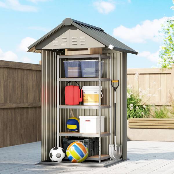 Gartengerätehaus 84H-639V00LG Grau - Stahl - 121 x 192 x 122 cm