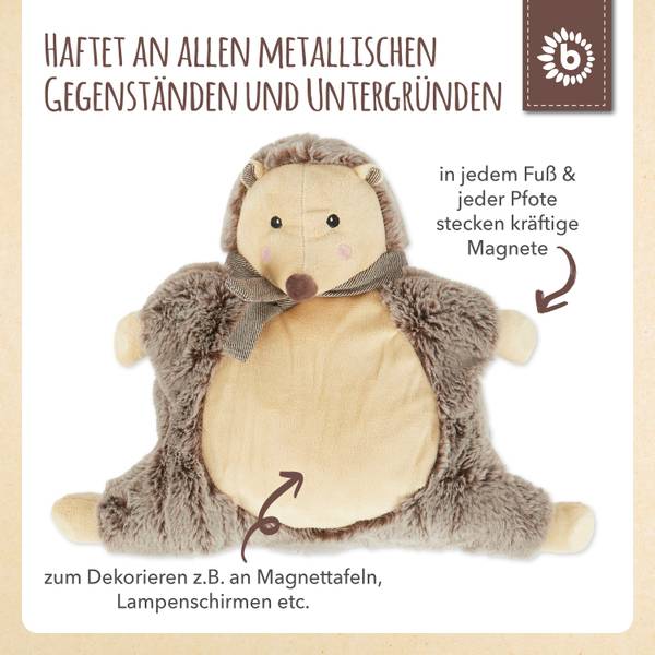 Plüsch Kuscheltier Igel mit Magneten Braun - Textil - 40 x 20 x 30 cm