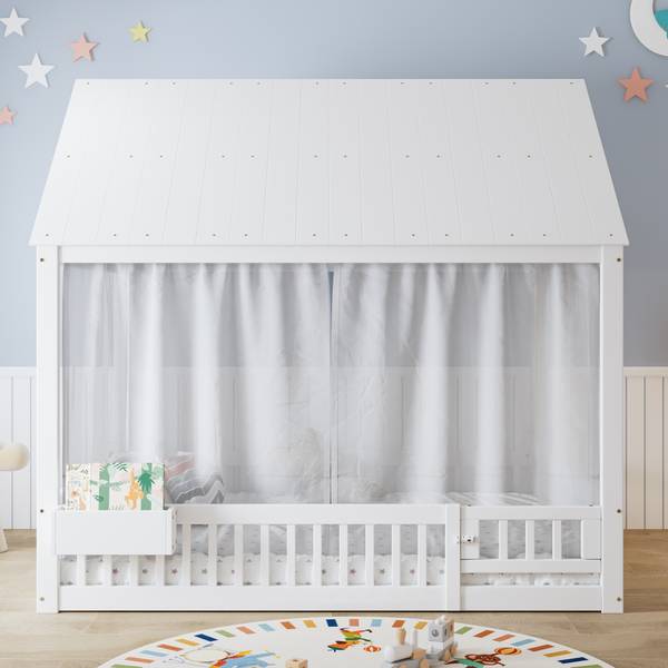 Kinderbett LucySafe Ⅰ Weiß - Holzwerkstoff - 151 x 183 x 207 cm