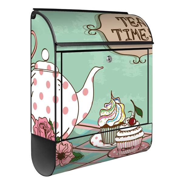 Briefkasten Stahl Tea Time Schwarz - Stahl - 38 x 46 x 13 cm