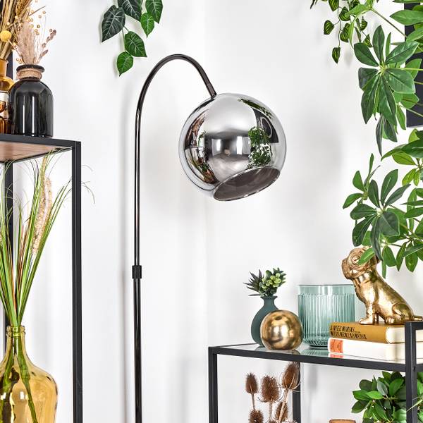Stehlampe Cesaro Grau - Silber - Aluminium - Klarglas - 52 x 140 x 90 cm