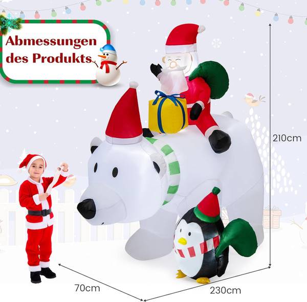Aufblasbarer Weihnachtsmann FF32231PQDE Weiß - Kunststoff - 70 x 210 x 230 cm