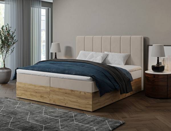 Boxspringbett Jessen Hellbraun - Breite: 160 cm