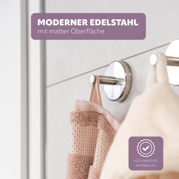 Badhaken PIAZZA 2er-Set inkl. Klebe Set Silber - Metall - 6 x 5 x 6 cm