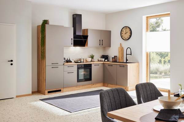Geräteumbauschrank LINZ KS60 Braun - Grau - Holzwerkstoff - 60 x 211 x 57 cm