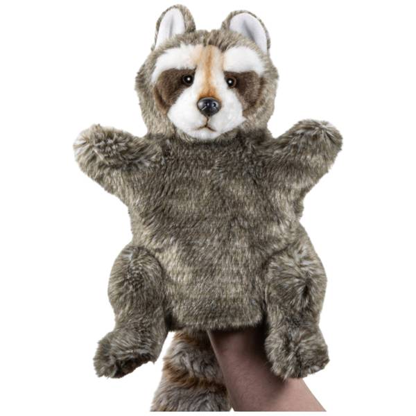 Kuscheltier Waschbär Handpuppe Grau - Kunstfell - 18 x 28 x 20 cm