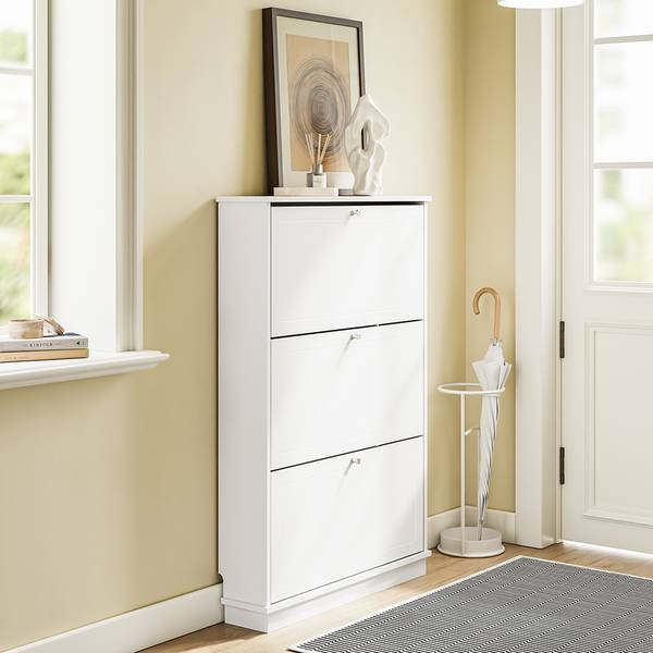 Schoenenkast FSR215-W wit - glas - 18 x 113 x 76 cm