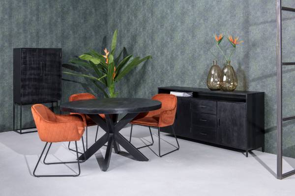 Sideboard Kala Schwarz - Massivholz - 180 x 85 x 40 cm