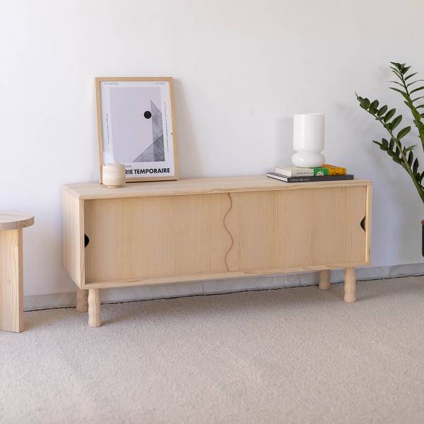 TV-Lowboard Moreta Lackiert Braun - Kiefer - 120 x 50 x 35 cm