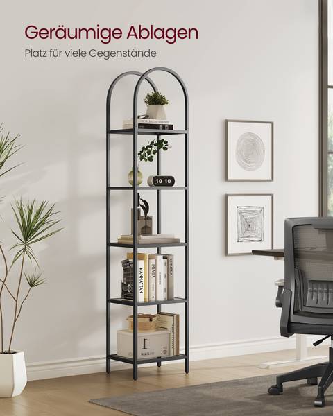 Bücherregal Binni Schwarz - Glas - 40 x 183 x 30 cm