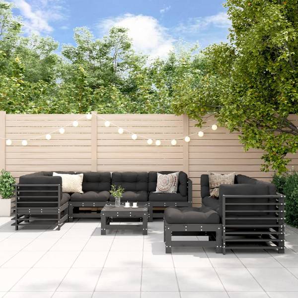 Garten-Lounge-Set 3029390 (10-teilig) Schwarz - Grau