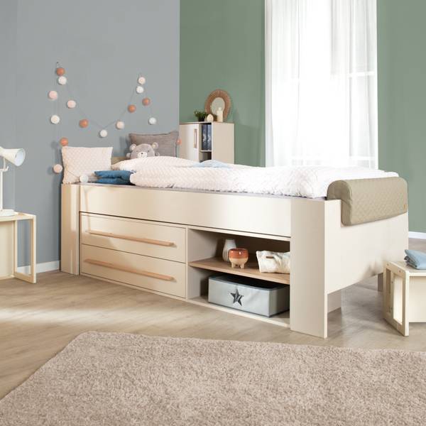 Jugendbett Captain Beige - Massivholz - 101 x 62 x 207 cm