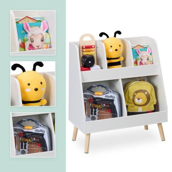 Weißes Kinderregal mit 5 Fächern Braun - Weiß - Filz - 60 x 66 x 30 cm